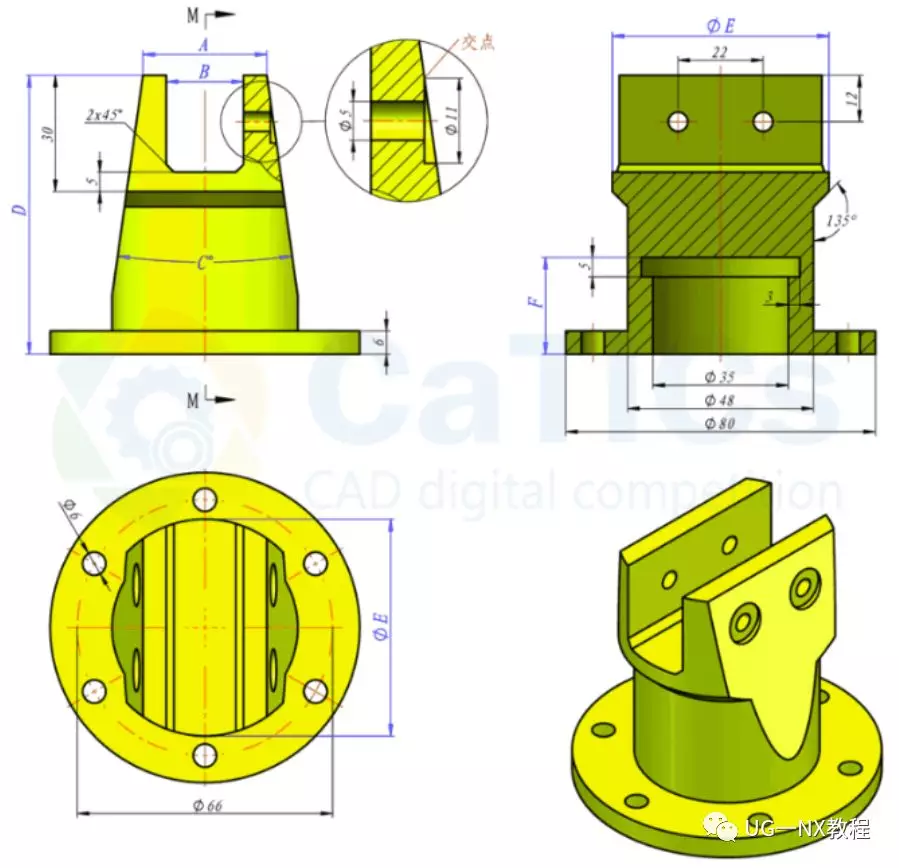 UG NX图文小练习——法兰底座的图1